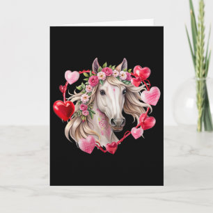 Horse Flowers Hearts Happy Valentine's Day Equestr Card
