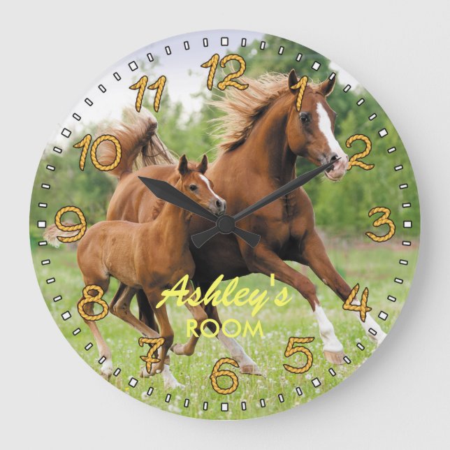 Horse & Foal Personalizable Wall Clock (Front)