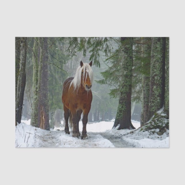 Horse Forest Snow Watercolor Tissue Paper (Front)