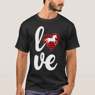 Horse Funny Buffalo Plaid Love Horse Valentine S D T-Shirt