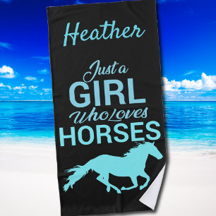 Horse Gallop A Girl Who Loves Horses Personalised Beach Towel