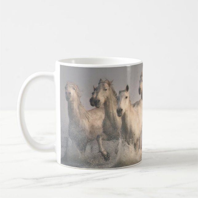 Horse Galloping in the Mediterranean Water Coffee Mug (Left)