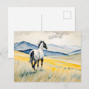 Horse Gazing Over Scenic Landscape Postcard