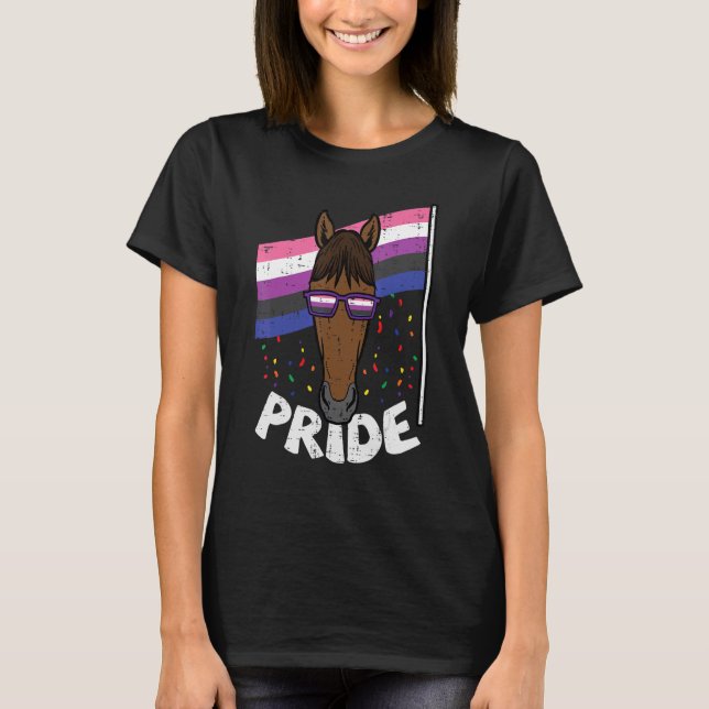 Horse Genderfluid Sunglasses Flag Pride Cute Lgbtq T-Shirt (Front)