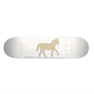 Horse - geometric pattern  - beige and white. skateboard