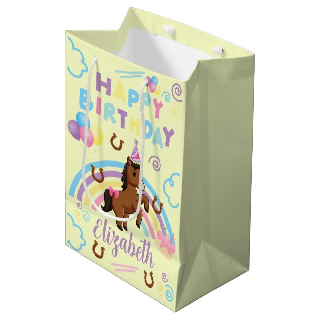 Horse Gift Bag in Yellow (Front Angled)