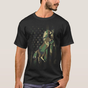 Horse Gift Camo American Flag USA Military T-Shirt