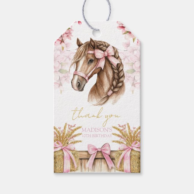 Horse Gift Tag – Blush Pink Personalised (Front)