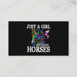 Horse Gifts for Women Boys Kid Just a Girl Who Lov Business Card