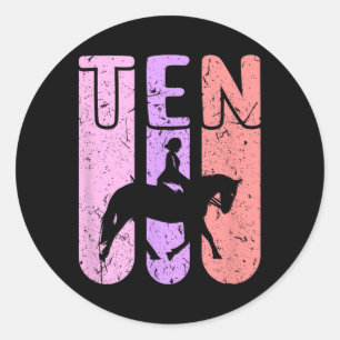 Horse Girl 10th Birthday Horseback Riding Classic Round Sticker