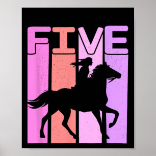 Horse Girl 5th Birthday Horseback Riding 5 Year Ol Poster