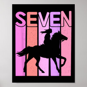 Horse Girl 7th Birthday Horseback Riding 7 Year Ol Poster