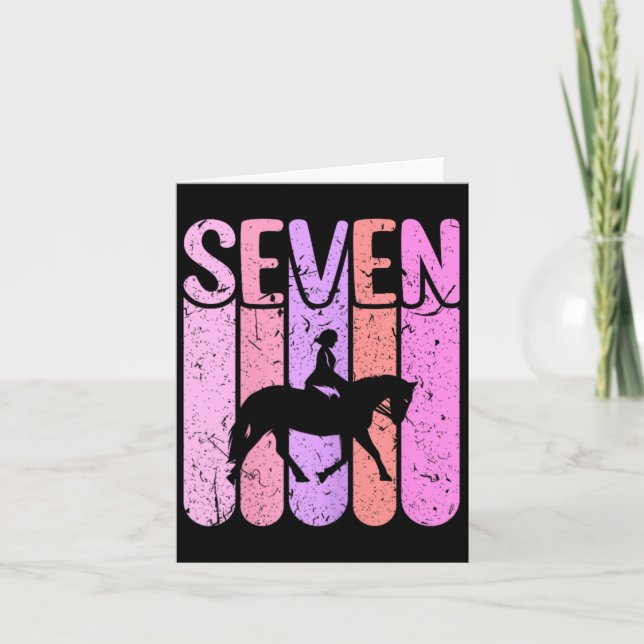 Horse Girl 7th Birthday Horseback Riding  Card (Front)