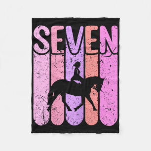 Horse Girl 7th Birthday Horseback Riding Fleece Blanket