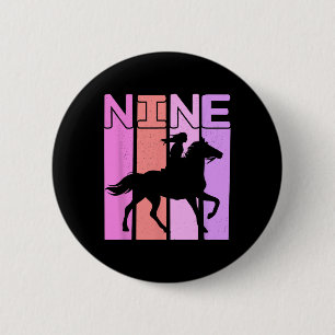 Horse Girl 9th Birthday Horseback Riding 9 Year Ol 6 Cm Round Badge