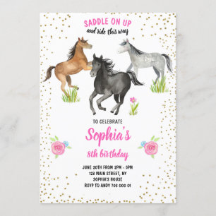 Horse Girl Birthday Invite Pink Floral