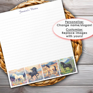 Horse Girl Colourful Your Photos Personalised Line Notepad