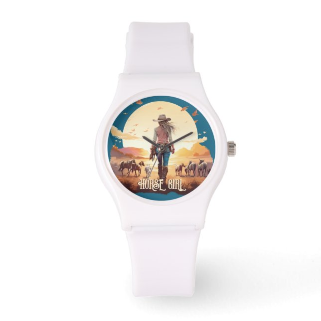 Horse girl Cowgirl horse lover desert sunset Watch (Front)