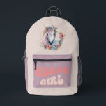 Horse Girl Cute Girly Pink Pastel Pony Printed Backpack<br><div class="desc">Horse Girl Cute Girly Pink Pastel Pony Printed Backpack</div>