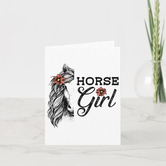 Horse Girl Cute Horse Riding Equestrian Art Horseb Card (Front)