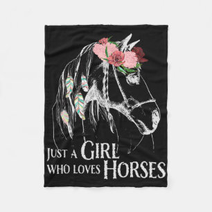 Horse Girl - Cute Pony - Crazy Horseback Riding Fa Fleece Blanket