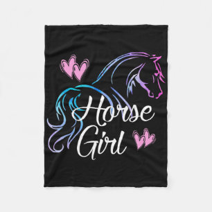 Horse Girl Equestrian Rider Teen Tween Kid Women H Fleece Blanket