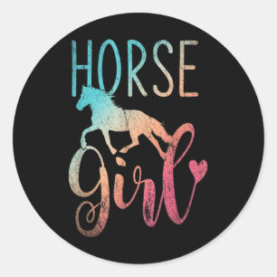 Horse Girl Equestrian Women Girls Horseback Classic Round Sticker