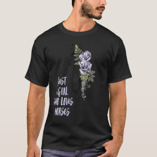 Horse Girl Flowers Rider Jockey Rancher Equestrian T-Shirt