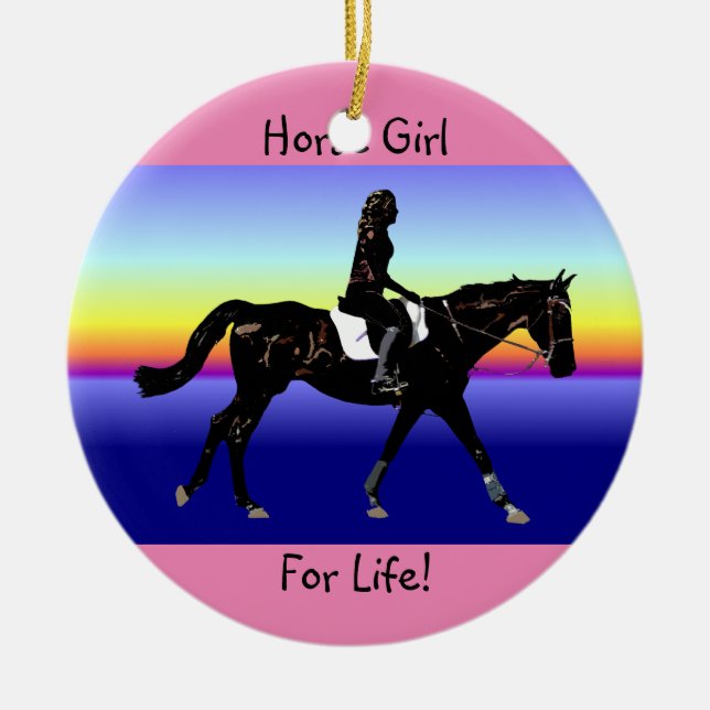 Horse Girl For Life! Ceramic Tree Decoration (Front)