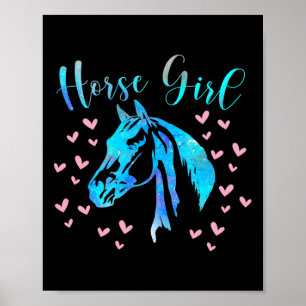 Horse Girl Hearts Equestrian Rider Teen Kids Women Poster