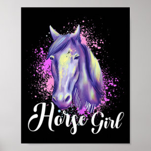 Horse Girl Horseback Riding Pony Horsescute Ss Cut Poster