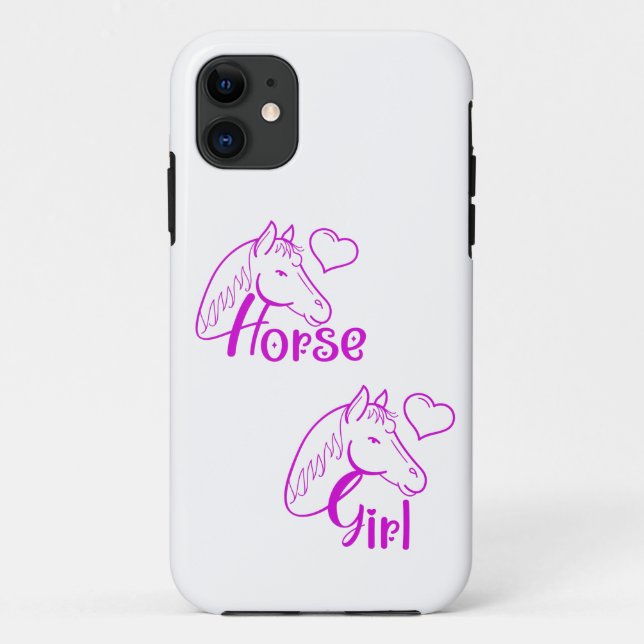 Horse Girl in Purple with Horse Head Font Case-Mate iPhone Case (Back)