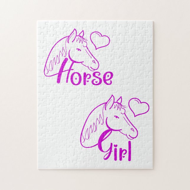 Horse Girl in Purple with Horse Head Font Jigsaw Puzzle (Vertical)