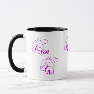 Horse Girl in Purple with Horse Head Font Mug
