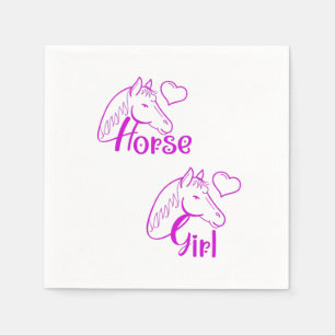 Horse Girl in Purple with Horse Head Font Napkin