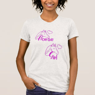 Horse Girl in Purple with Horse Head Font T-Shirt