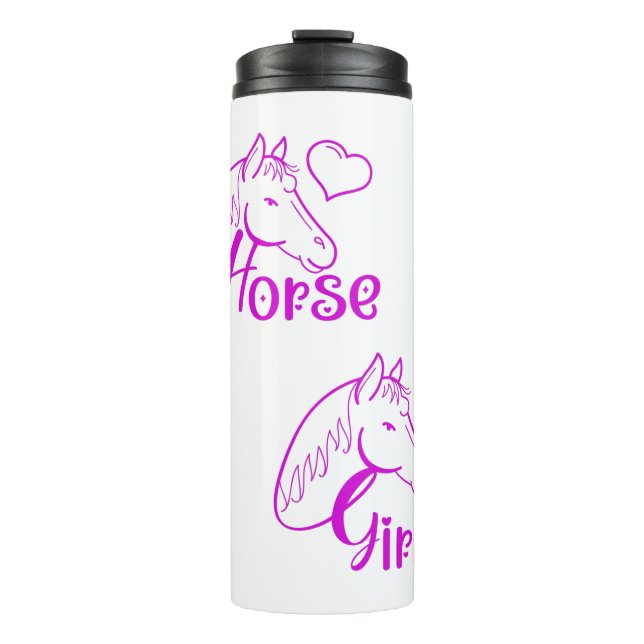 Horse Girl in Purple with Horse Head Font Thermal Tumbler (Front)