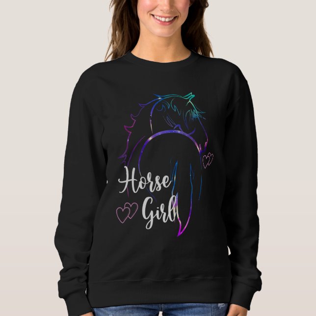 Horse Girl Love Horses Riding Horseback Riding Kid Sweatshirt (Front)