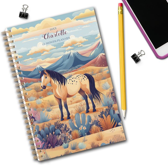 Horse Girl Personalised Buckskin Dun Desert Planner (Horse Girl Personalized Buckskin Dun Desert Planner. Customize dates, personalize name.)
