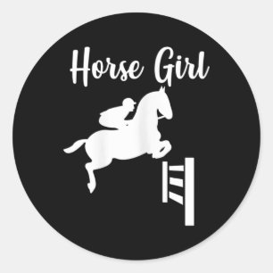 Horse Girl Show Jumping Horseback Riding Equestria Classic Round Sticker