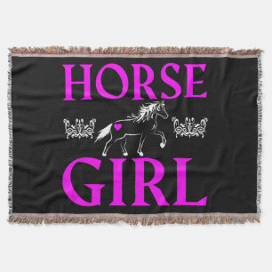 Horse Girl Throw Blanket