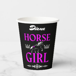 Horse Girl with Name   Paper Cups