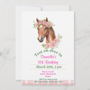 Horse Girl's Birthday Party Invitations Cards