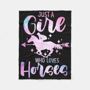 Horse Girls Horseback Riding Equestrian Horse Love Fleece Blanket