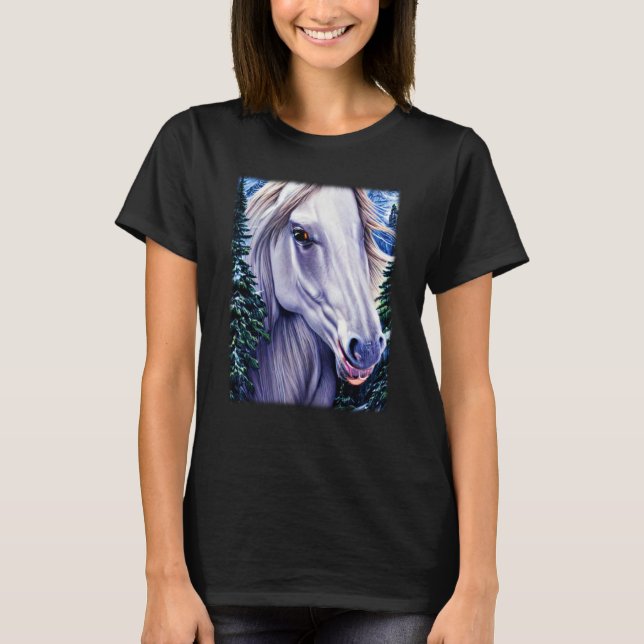 Horse graphic animal motif riding a with print hor T-Shirt (Front)