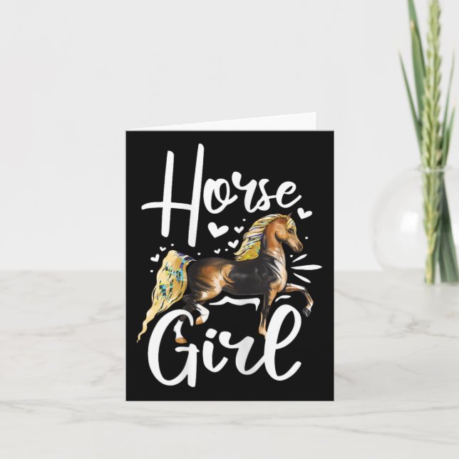 Horse Graphic Women Girls Horseback Riding Horse L Card (Front)