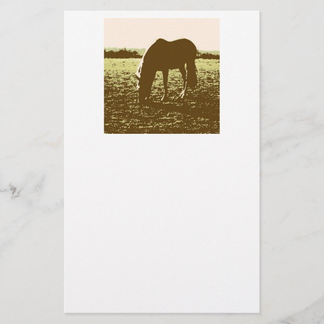Horse Grazing Pop Art Stationery (Front)