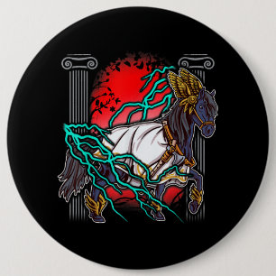 Horse Greek Myths Zeus Ancient Gods Equine Lightni 6 Cm Round Badge