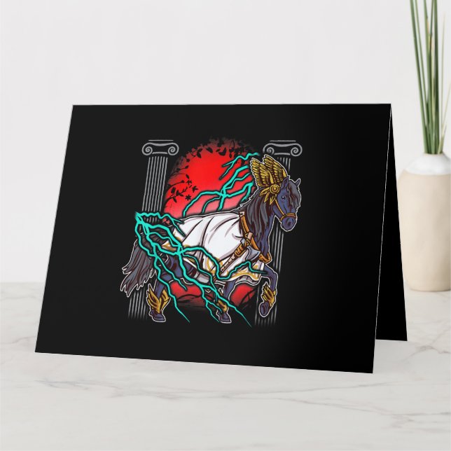 Horse Greek Myths Zeus Ancient Gods Equine Lightni Card (Front)