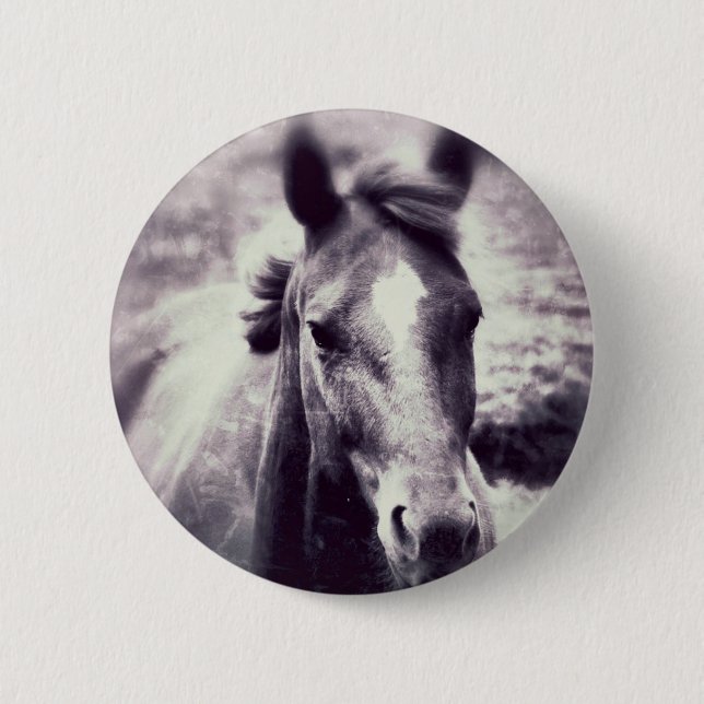 Horse Grunge 6 Cm Round Badge (Front)